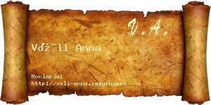 Váli Anna névjegykártya