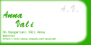 anna vali business card